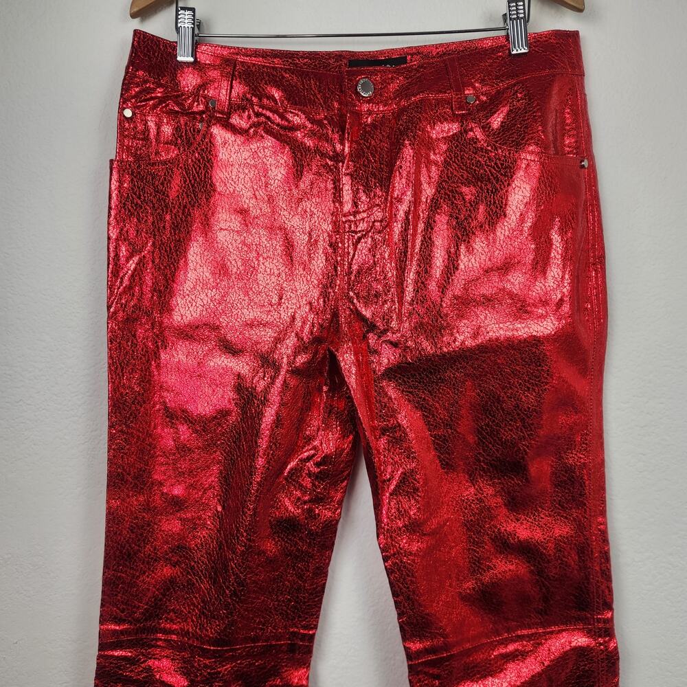 Retrofete Lynx Leather Pant in Metallic Red Size Large NWT Flare - Picture 5 of 12